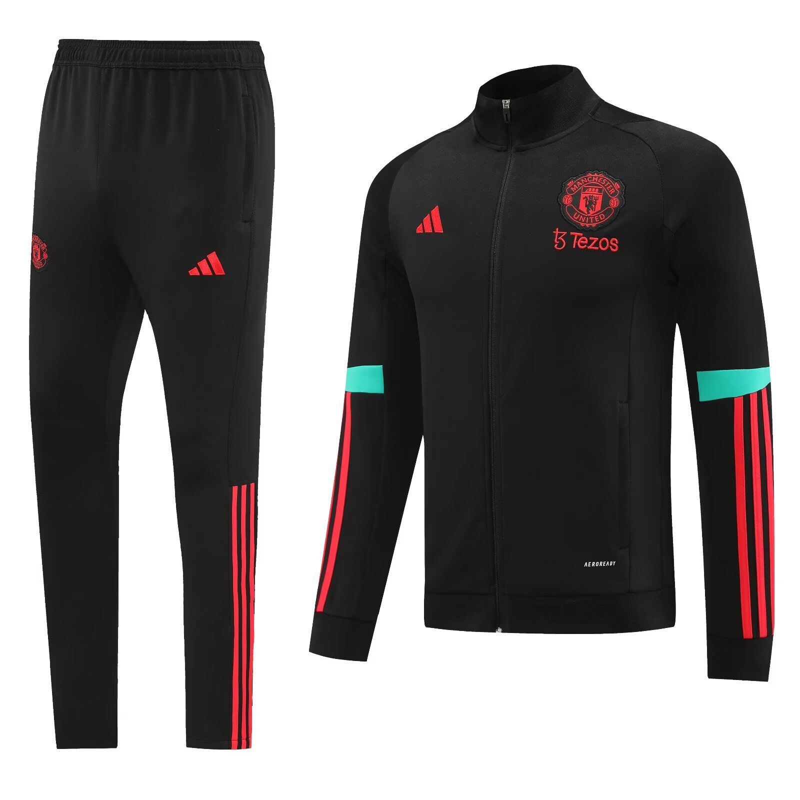 AAA Quality Man Utd 23/24 Tracksuit - Black/Red/Green
